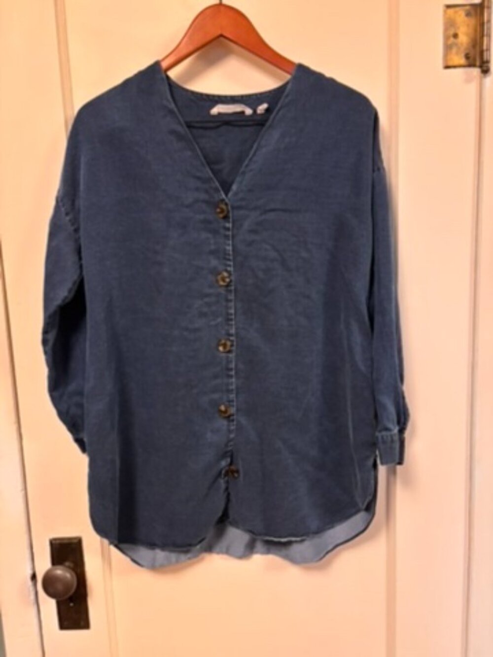 Soft Surroundings Tencel Lyocell Denim Button-Down Tunic Shirt Dress